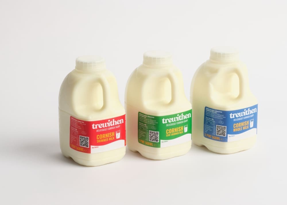 3 small cartons of different trewithen milks