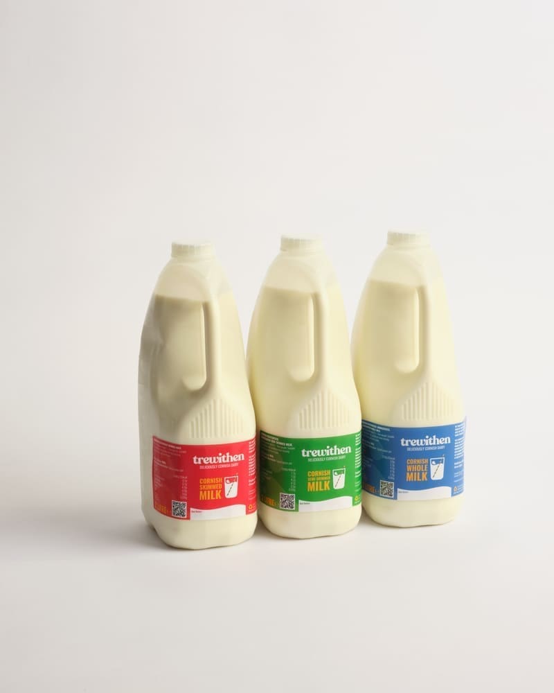 Three cartons of different Trewithen milk