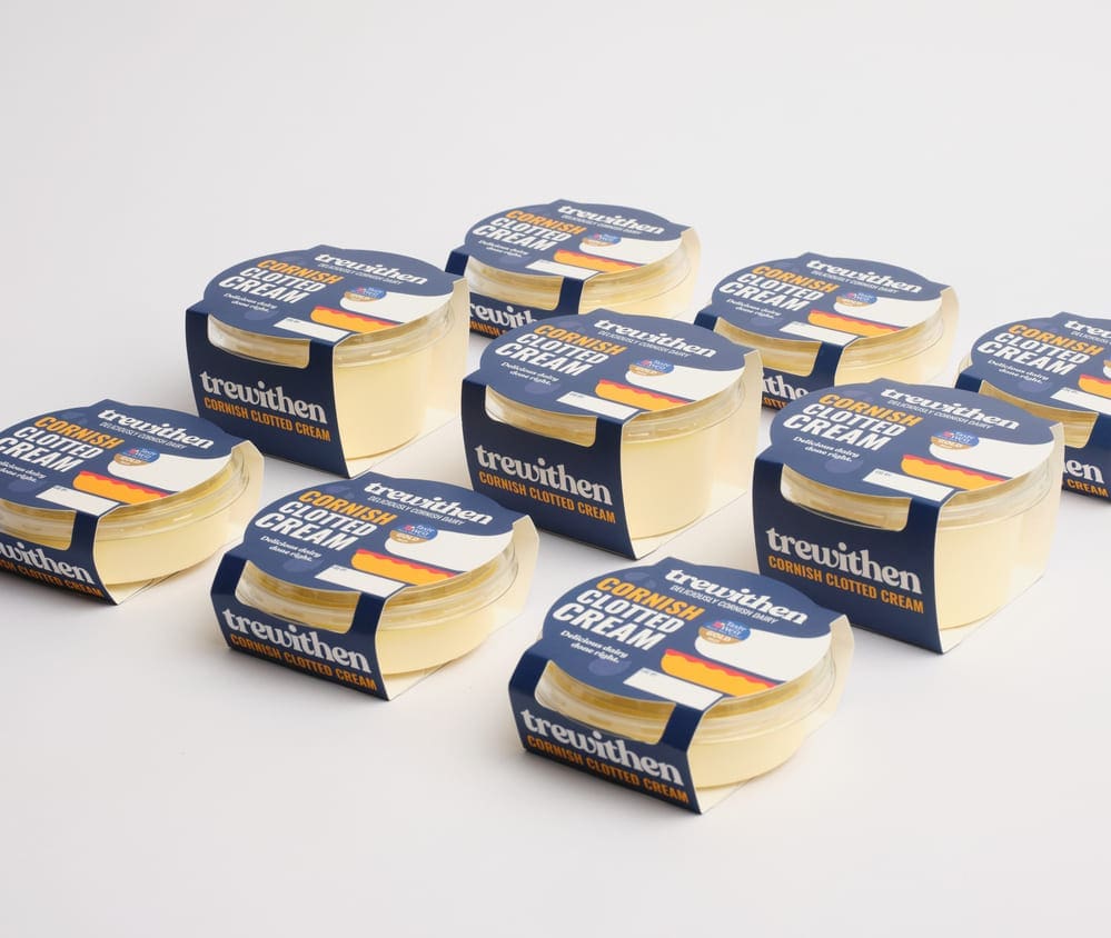 Trewithen Clotted cream shown in various sizes