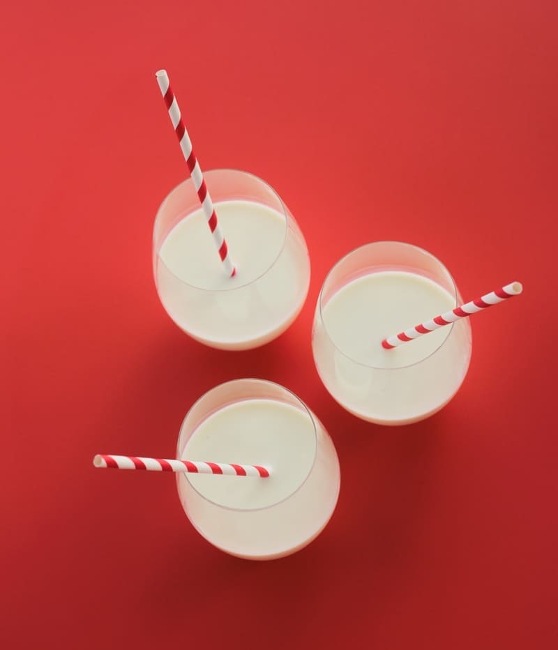 Three glasses of skimmed milk