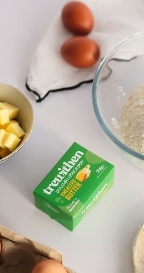 Trewithen Dairy unsalted butter with baking ingredients