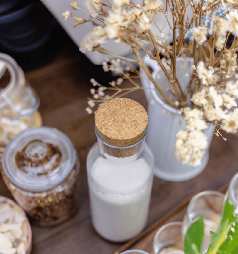 Milk in a jar on the table